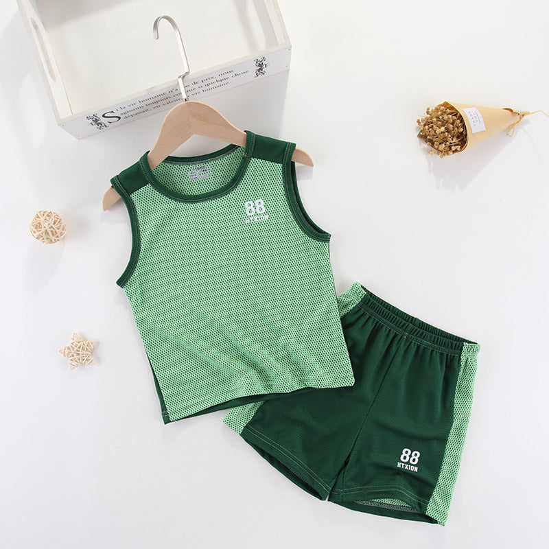 Kids Clothing Sets Summer Boys Girls Vest + Shorts 2pcs Children Sports Tracksuit Basketball Team Suit Clothing Set Outfits Tee