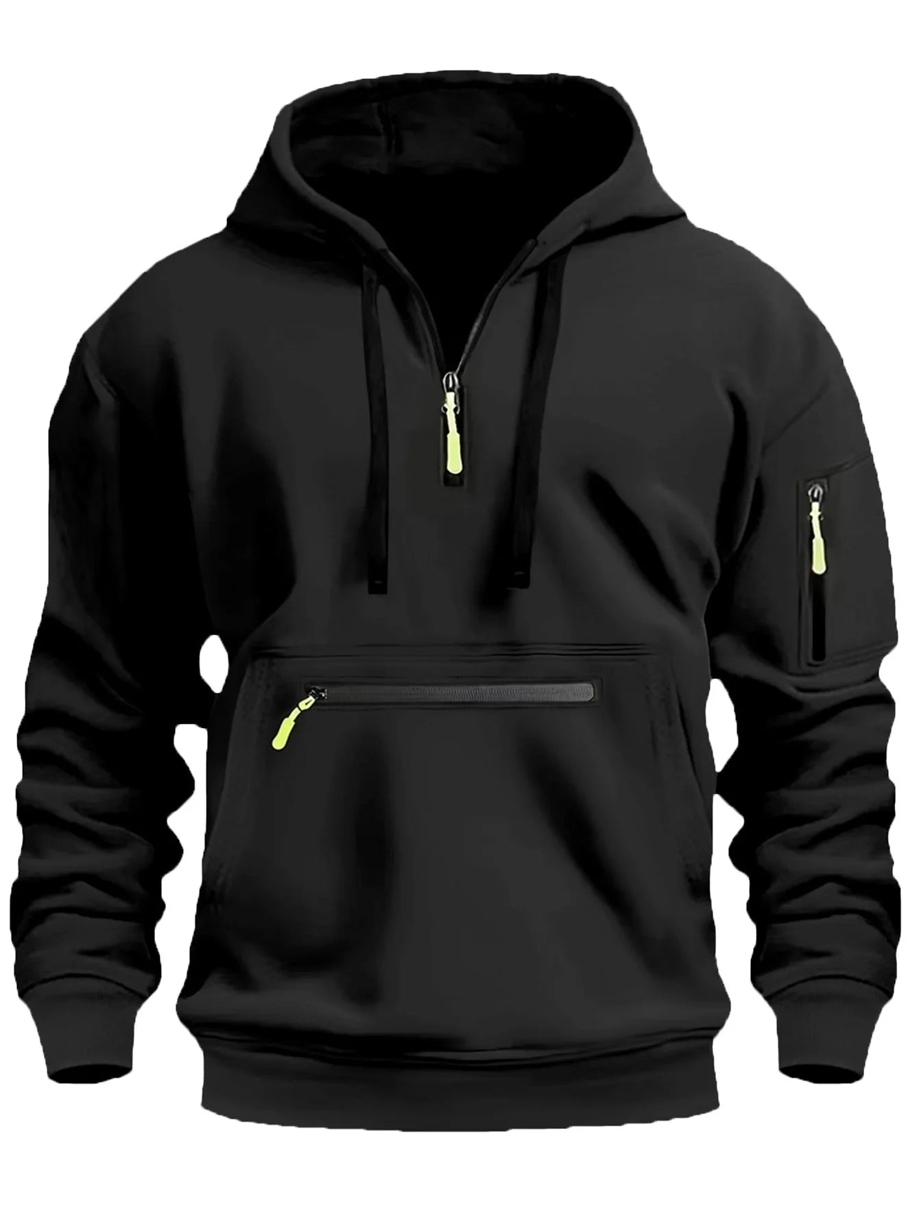 Fall/Winter style knitted hooded pullover, casual and comfortable loose-style multi-pocket zipper men's hoodie