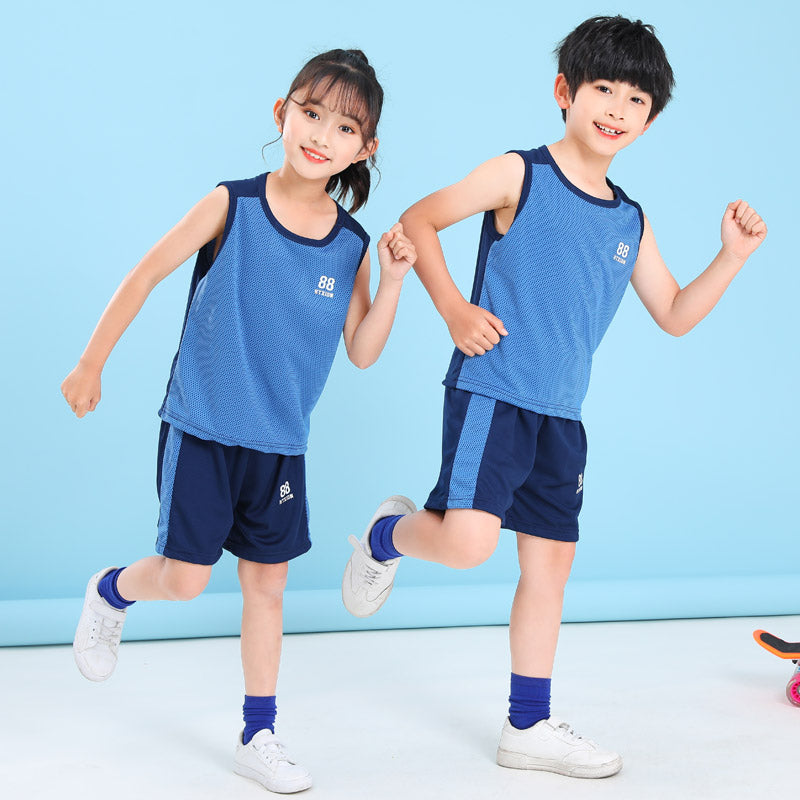 Kids Clothing Sets Summer Boys Girls Vest + Shorts 2pcs Children Sports Tracksuit Basketball Team Suit Clothing Set Outfits Tee