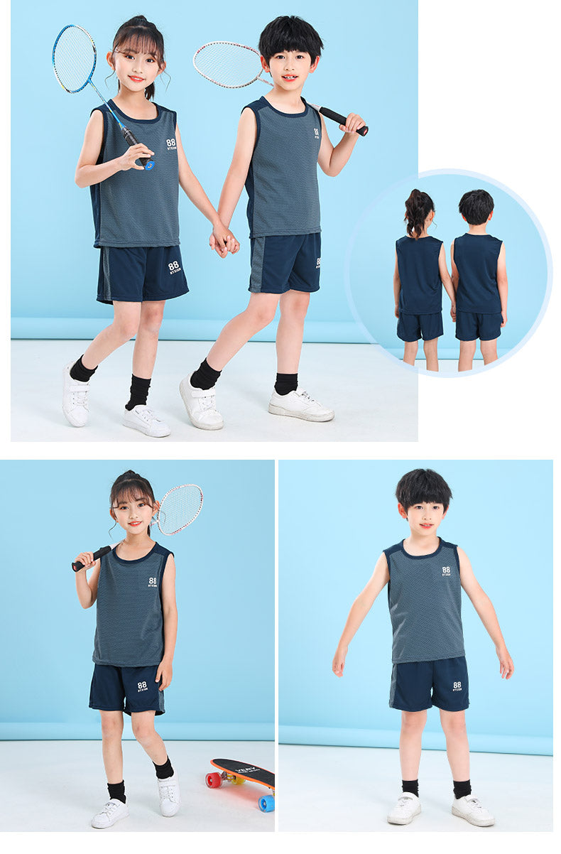 Kids Clothing Sets Summer Boys Girls Vest + Shorts 2pcs Children Sports Tracksuit Basketball Team Suit Clothing Set Outfits Tee