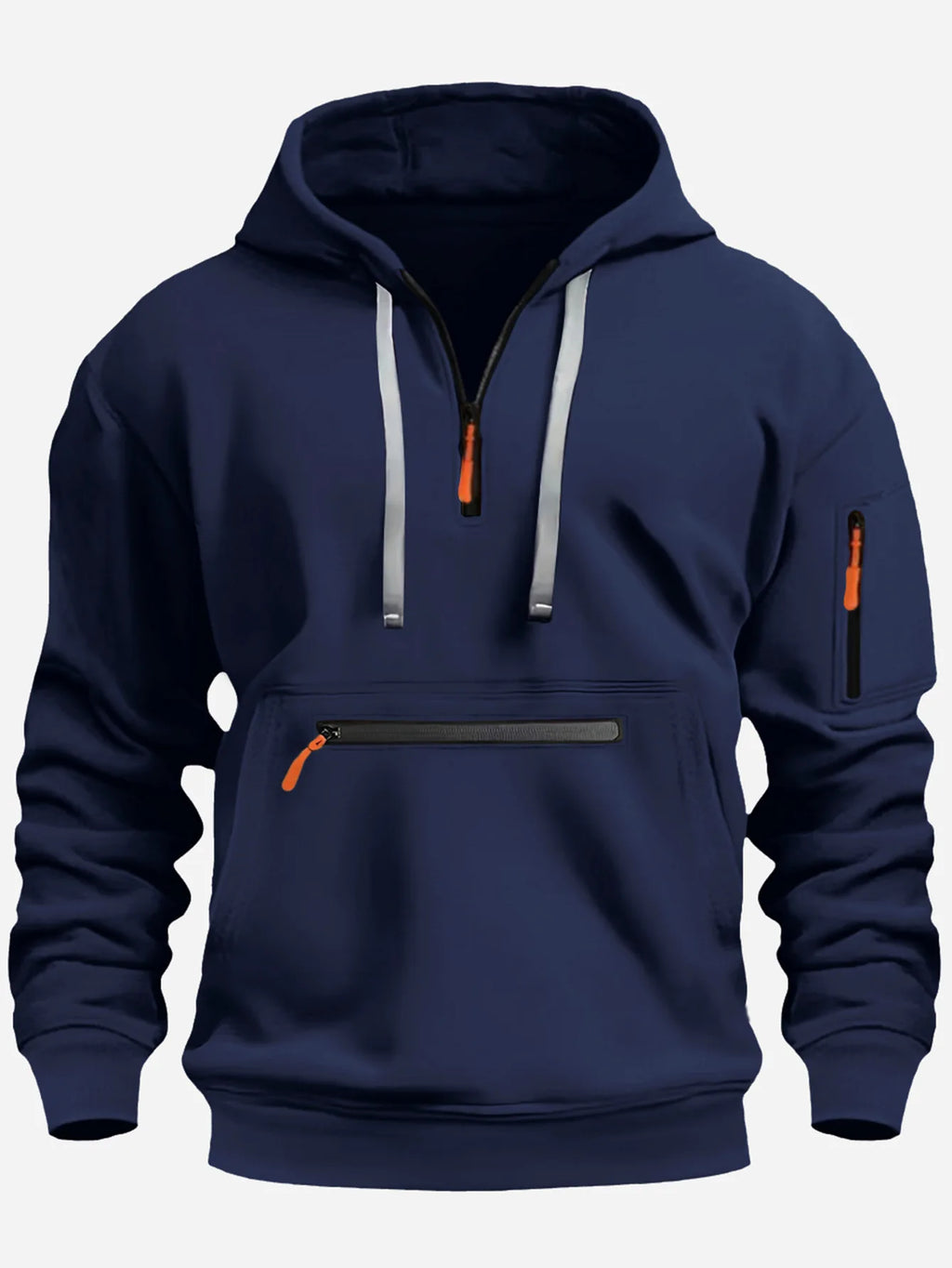 Fall/Winter style knitted hooded pullover, casual and comfortable loose-style multi-pocket zipper men's hoodie