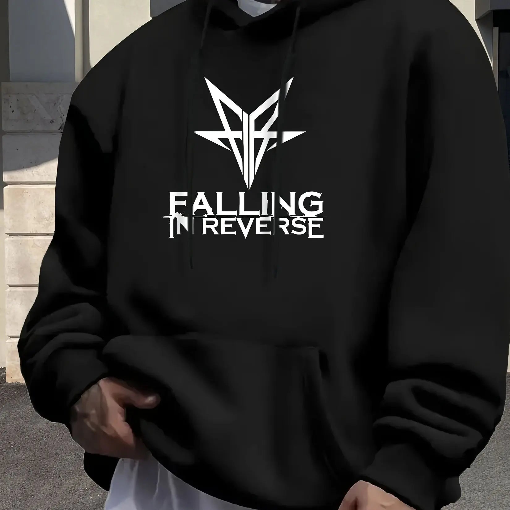 Men'S "Falling in Reverse" Hoodie - Casual Pullover with Kangaroo Pocket, Long-Sleeve Sweatshirt for Adults Casual Wear Hoodie