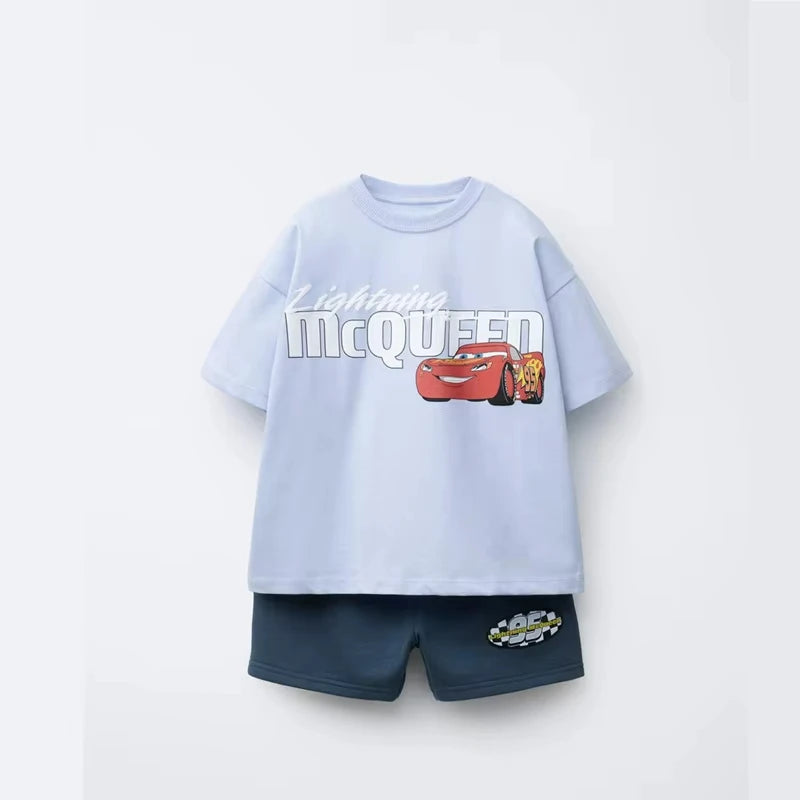 Summer clothing set for kids and girls, fashionable mouse print top + shorts, clothes for babies from 1 to 6 years