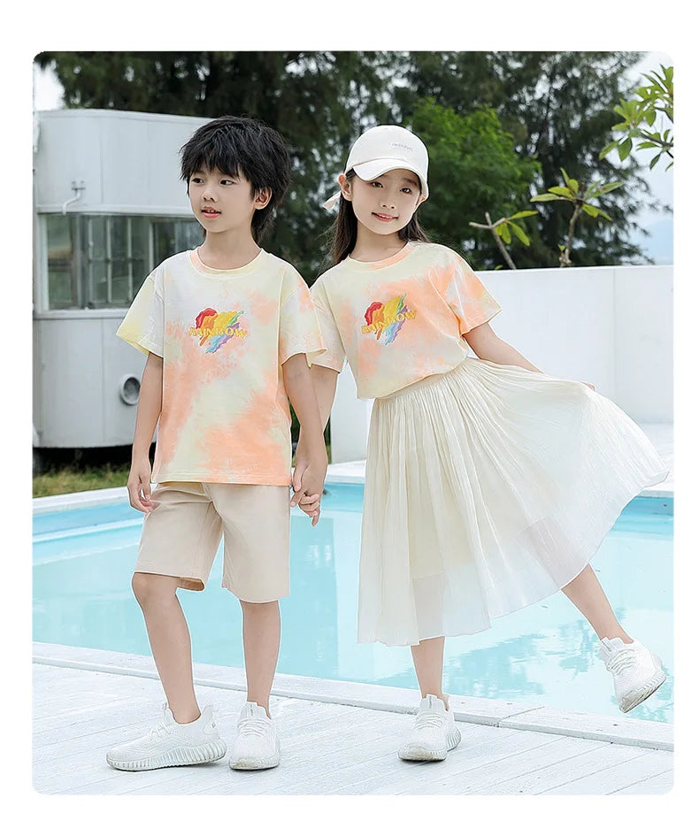 Summer Clothes for Whole Family Matching Clothing Dad and Son Tops Shorts Two Piece Sets Mom and Daughter T Shirt Skirts Outfits
