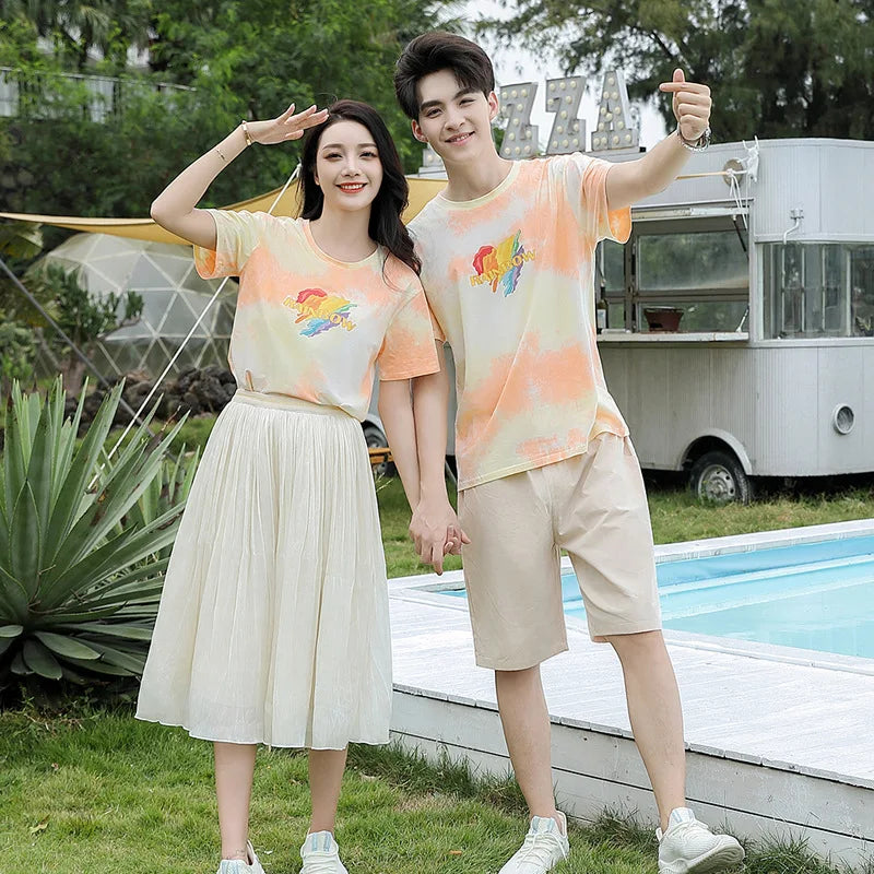 Summer Clothes for Whole Family Matching Clothing Dad and Son Tops Shorts Two Piece Sets Mom and Daughter T Shirt Skirts Outfits