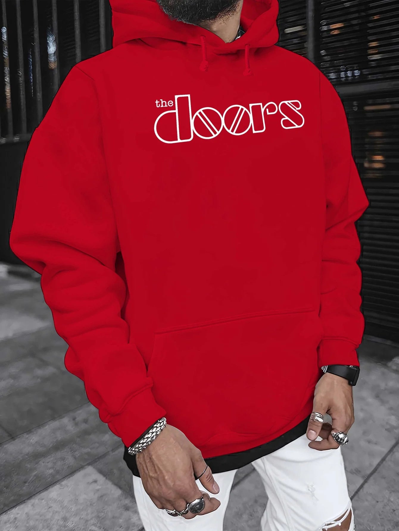 Men'S The Doors Graphic Hoodie - Casual Streetwear, Perfect for Fall & Winter, Ideal Gift for Music Fans, Street Style Hoodie
