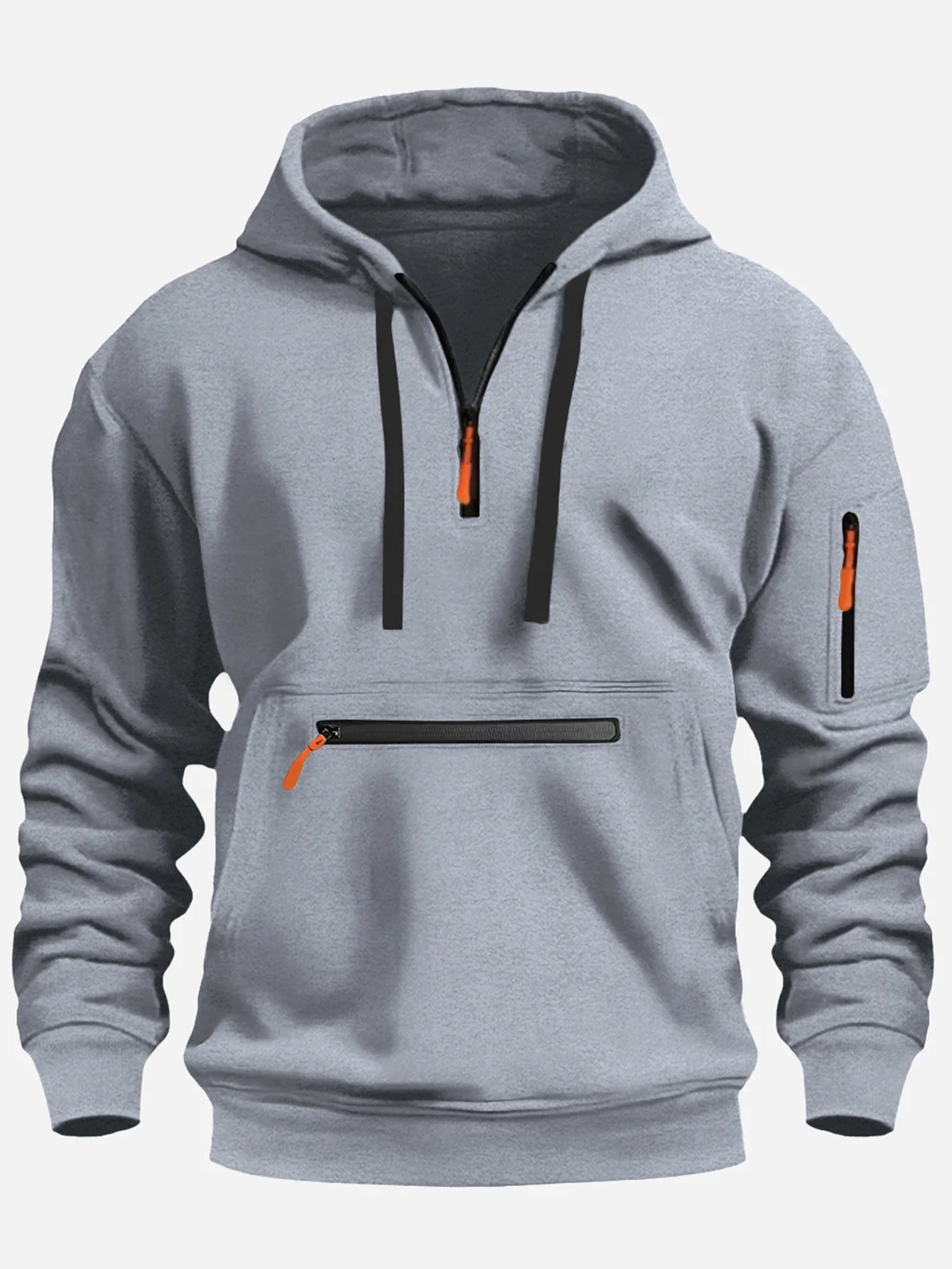 Fall/Winter style knitted hooded pullover, casual and comfortable loose-style multi-pocket zipper men's hoodie