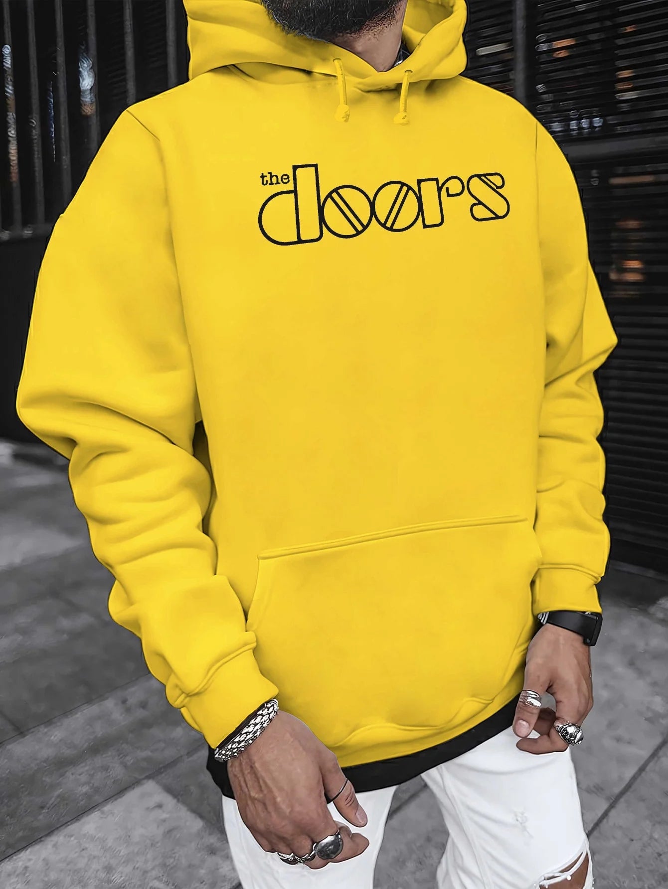 Men'S The Doors Graphic Hoodie - Casual Streetwear, Perfect for Fall & Winter, Ideal Gift for Music Fans, Street Style Hoodie