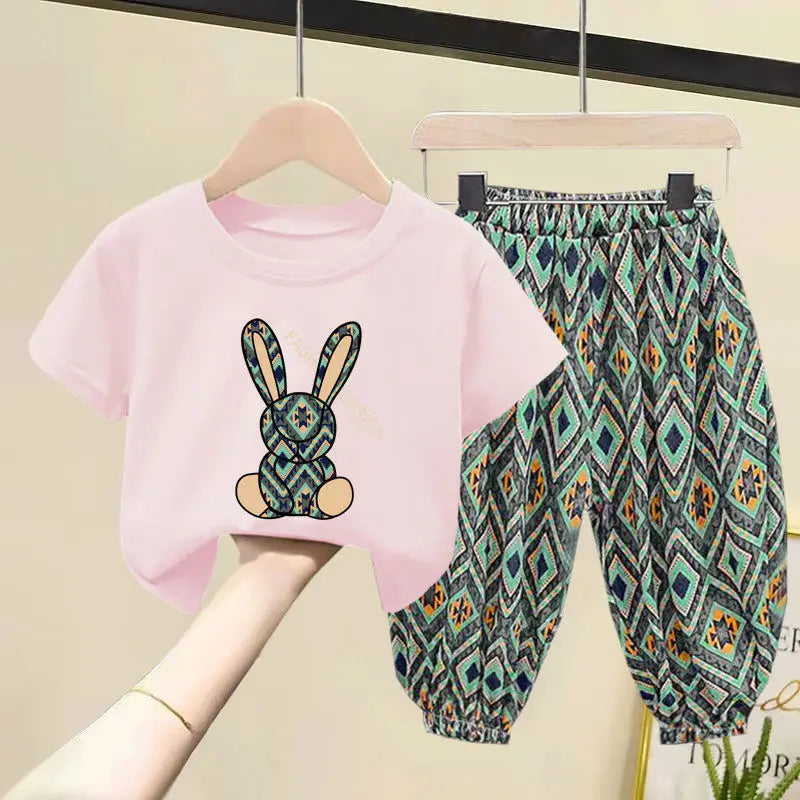 Summer Children Clothing Sets Boy Girl Mother Kids Clothes Suit Cotton Top T-shirt Short Sleeves Trousers 2pcs Baby Girl Clothes