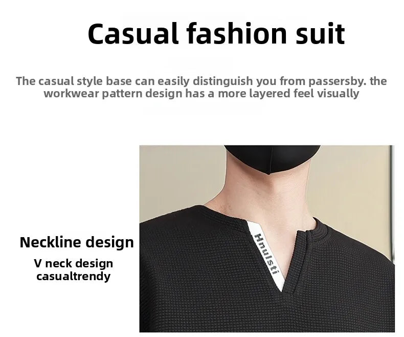 Summer New Men's Casual Fashion Set: T-shirt & Shorts / Color-block Short-sleeve Top + 5-Fold Pants / Minimalist Men's Clothing