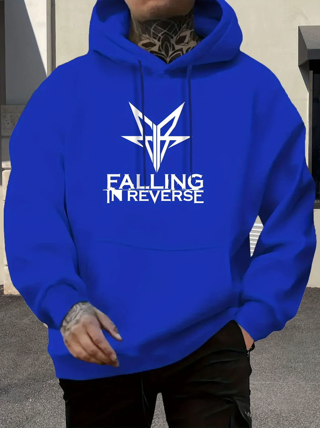 Men'S "Falling in Reverse" Hoodie - Casual Pullover with Kangaroo Pocket, Long-Sleeve Sweatshirt for Adults Casual Wear Hoodie