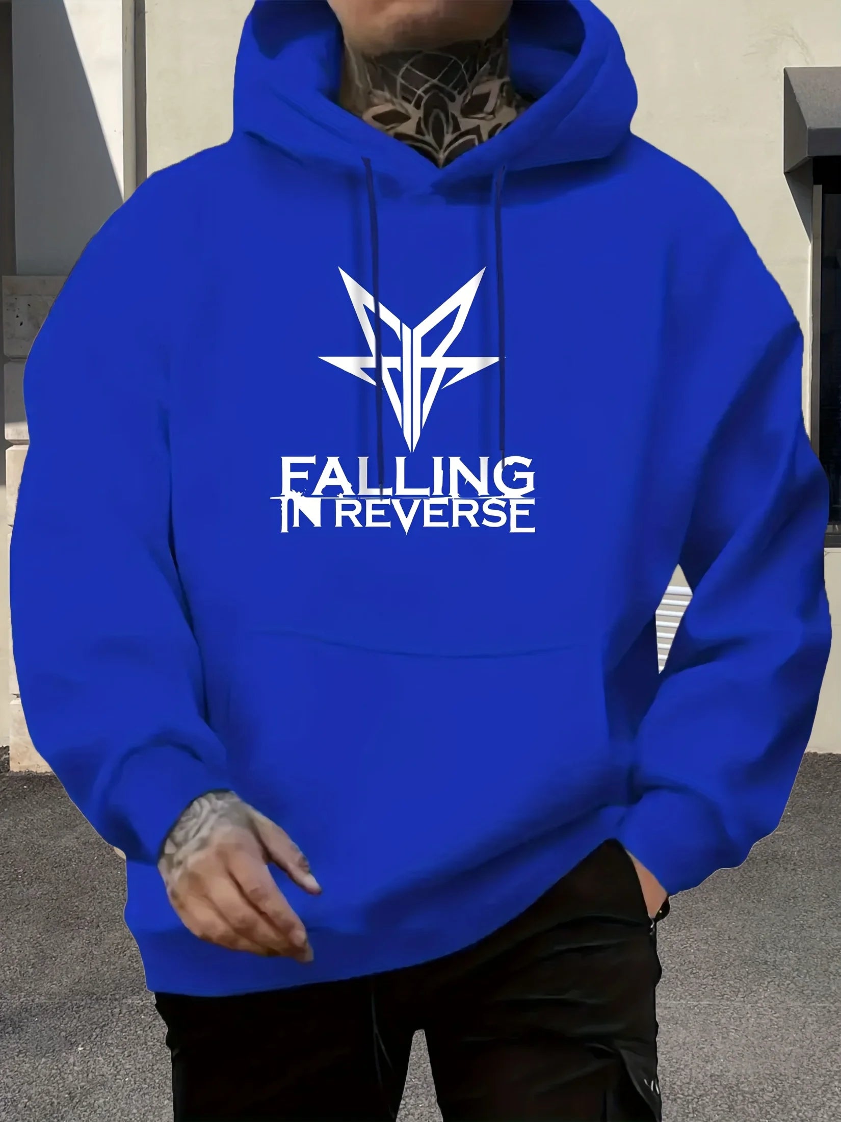Men'S "Falling in Reverse" Hoodie - Casual Pullover with Kangaroo Pocket, Long-Sleeve Sweatshirt for Adults Casual Wear Hoodie