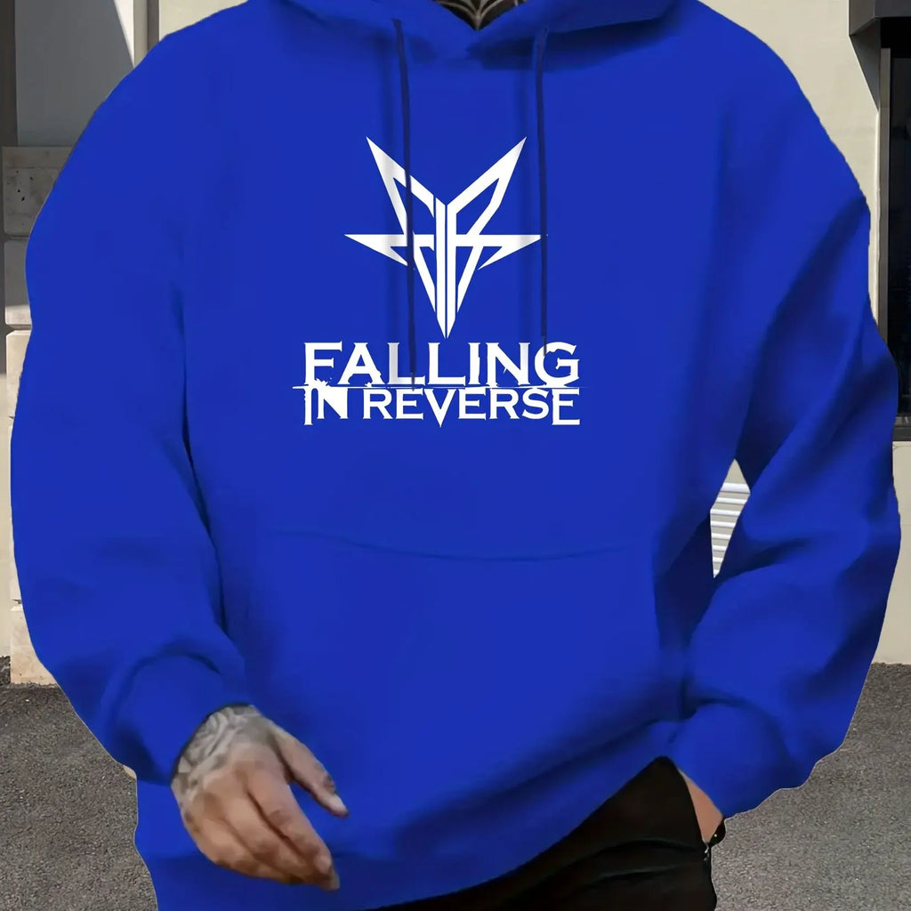 Men'S "Falling in Reverse" Hoodie - Casual Pullover with Kangaroo Pocket, Long-Sleeve Sweatshirt for Adults Casual Wear Hoodie