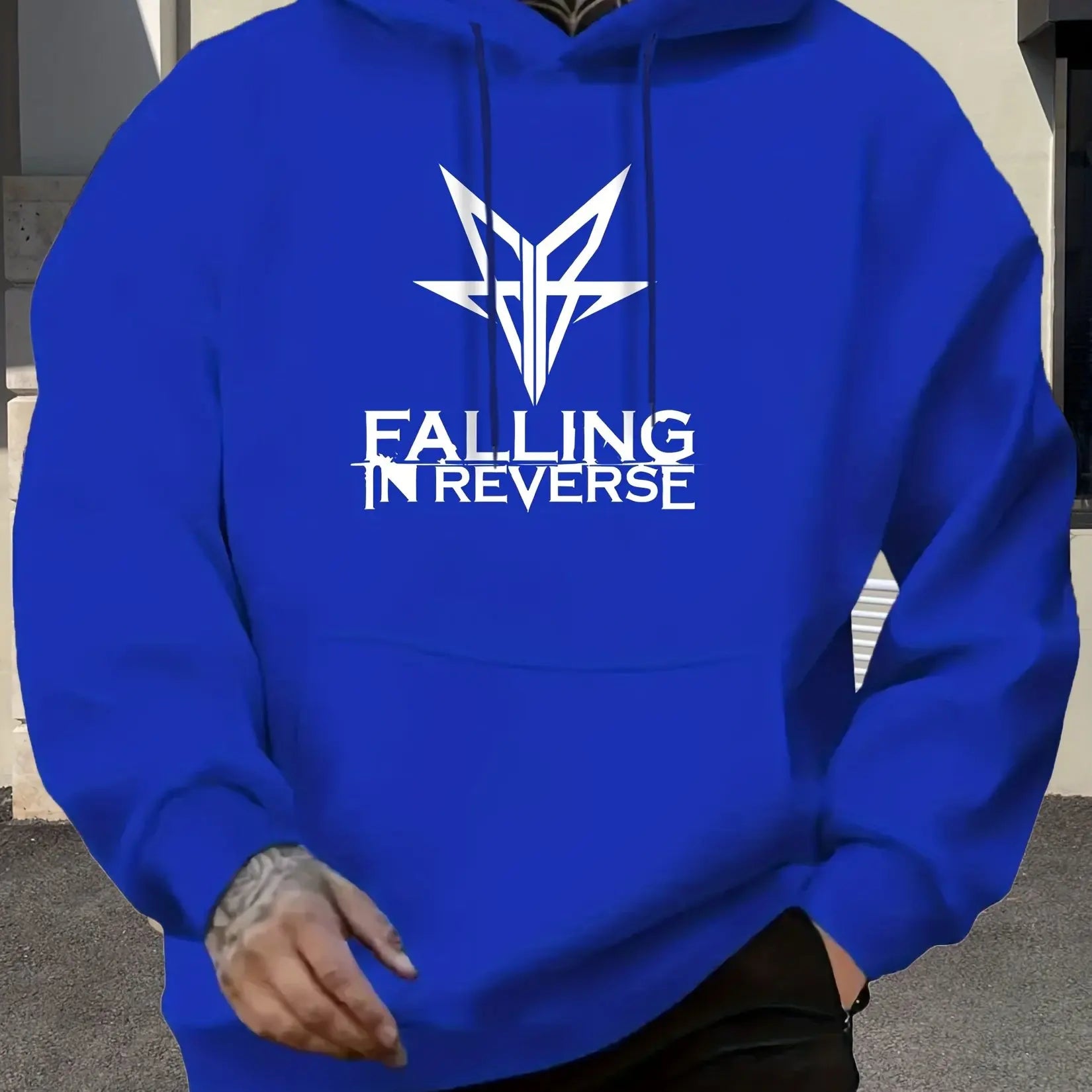 Men'S "Falling in Reverse" Hoodie - Casual Pullover with Kangaroo Pocket, Long-Sleeve Sweatshirt for Adults Casual Wear Hoodie