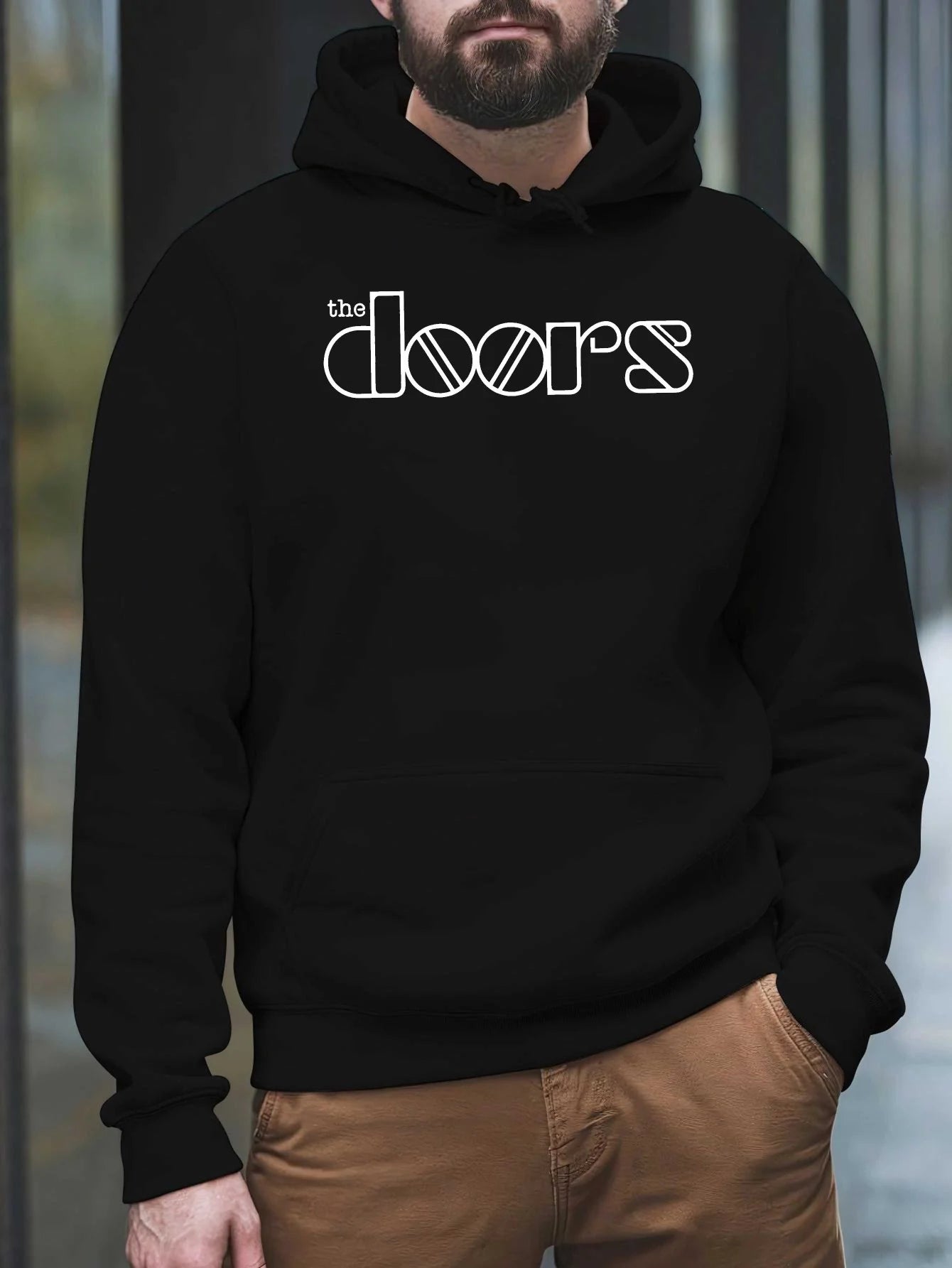 Men'S The Doors Graphic Hoodie - Casual Streetwear, Perfect for Fall & Winter, Ideal Gift for Music Fans, Street Style Hoodie