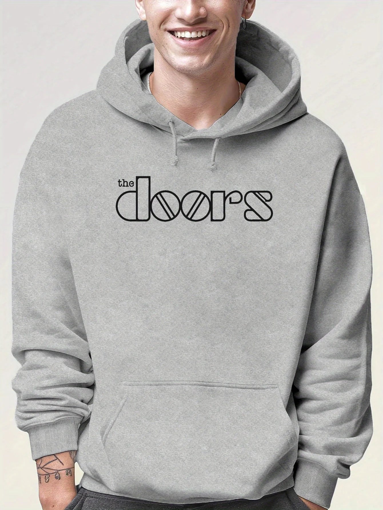 Men'S The Doors Graphic Hoodie - Casual Streetwear, Perfect for Fall & Winter, Ideal Gift for Music Fans, Street Style Hoodie