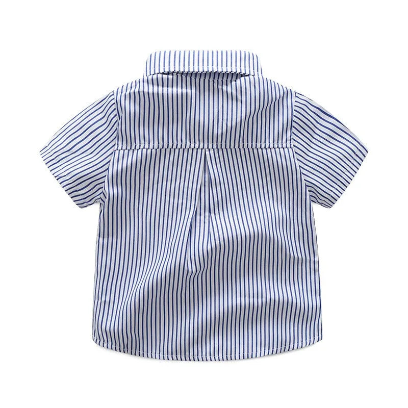 Summer Boys Clothing Sets Cotton Striped Short Sleeve Shirt Pants 2Pcs Suit For 2-6 Years Kids Casual Outfits Gentlemen Suit