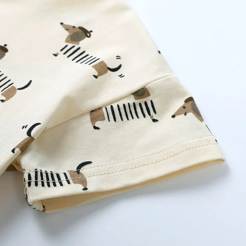 Summer Kids Clothes Boys Outfit Set Cartoon Print Cotton Short Sleeve Tops Shorts 2 Pcs Fashion Children Clothing 1-3 Years