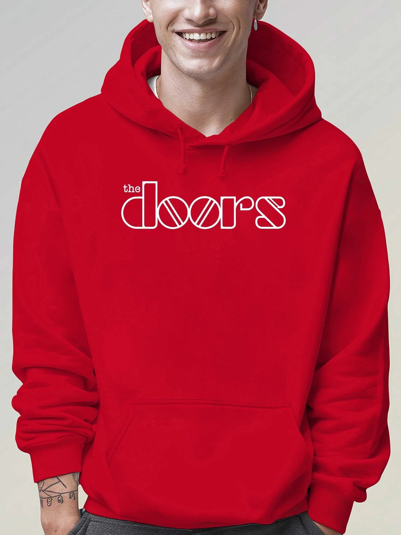 Men'S The Doors Graphic Hoodie - Casual Streetwear, Perfect for Fall & Winter, Ideal Gift for Music Fans, Street Style Hoodie