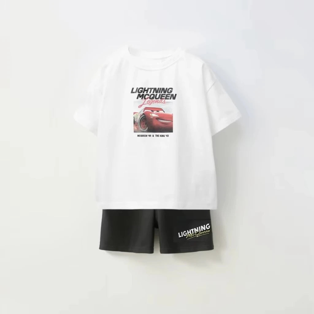 Summer clothing set for kids and girls, fashionable mouse print top + shorts, clothes for babies from 1 to 6 years