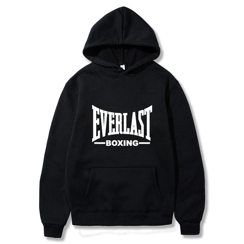 A new trend of trendy hip-hop hoodies for men's autumn and winter 2025, featuring Harajuku casual Everlast Logo font graphic win