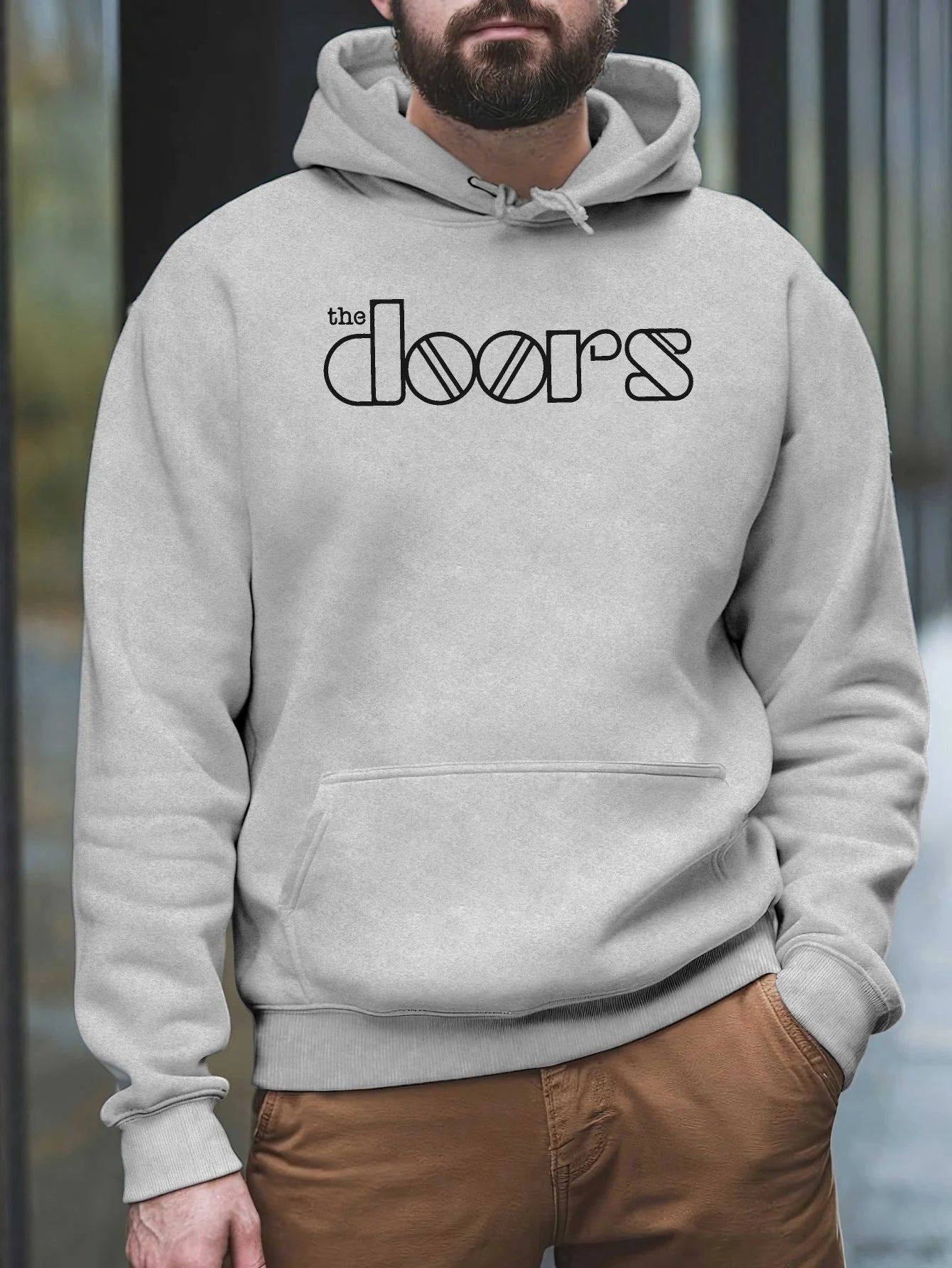 Men'S The Doors Graphic Hoodie - Casual Streetwear, Perfect for Fall & Winter, Ideal Gift for Music Fans, Street Style Hoodie