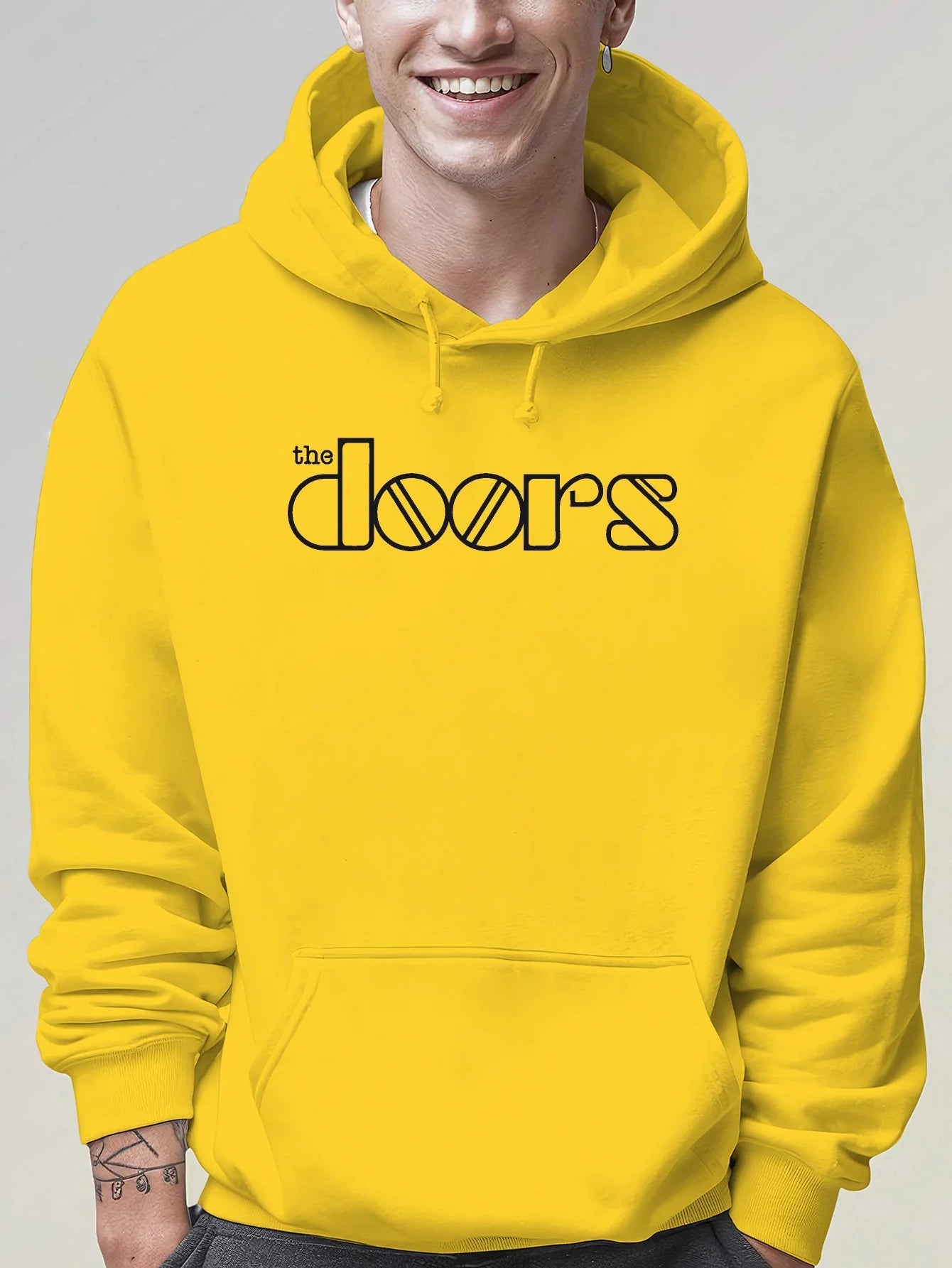 Men'S The Doors Graphic Hoodie - Casual Streetwear, Perfect for Fall & Winter, Ideal Gift for Music Fans, Street Style Hoodie