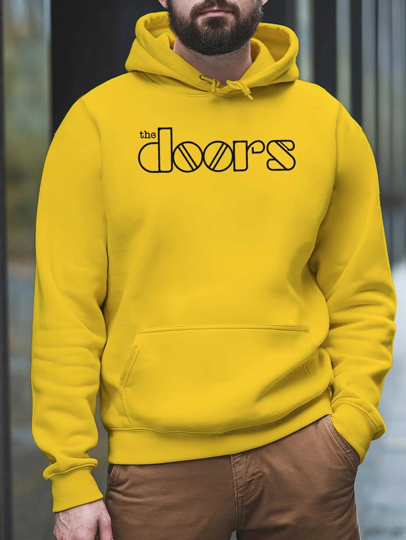 Men'S The Doors Graphic Hoodie - Casual Streetwear, Perfect for Fall & Winter, Ideal Gift for Music Fans, Street Style Hoodie