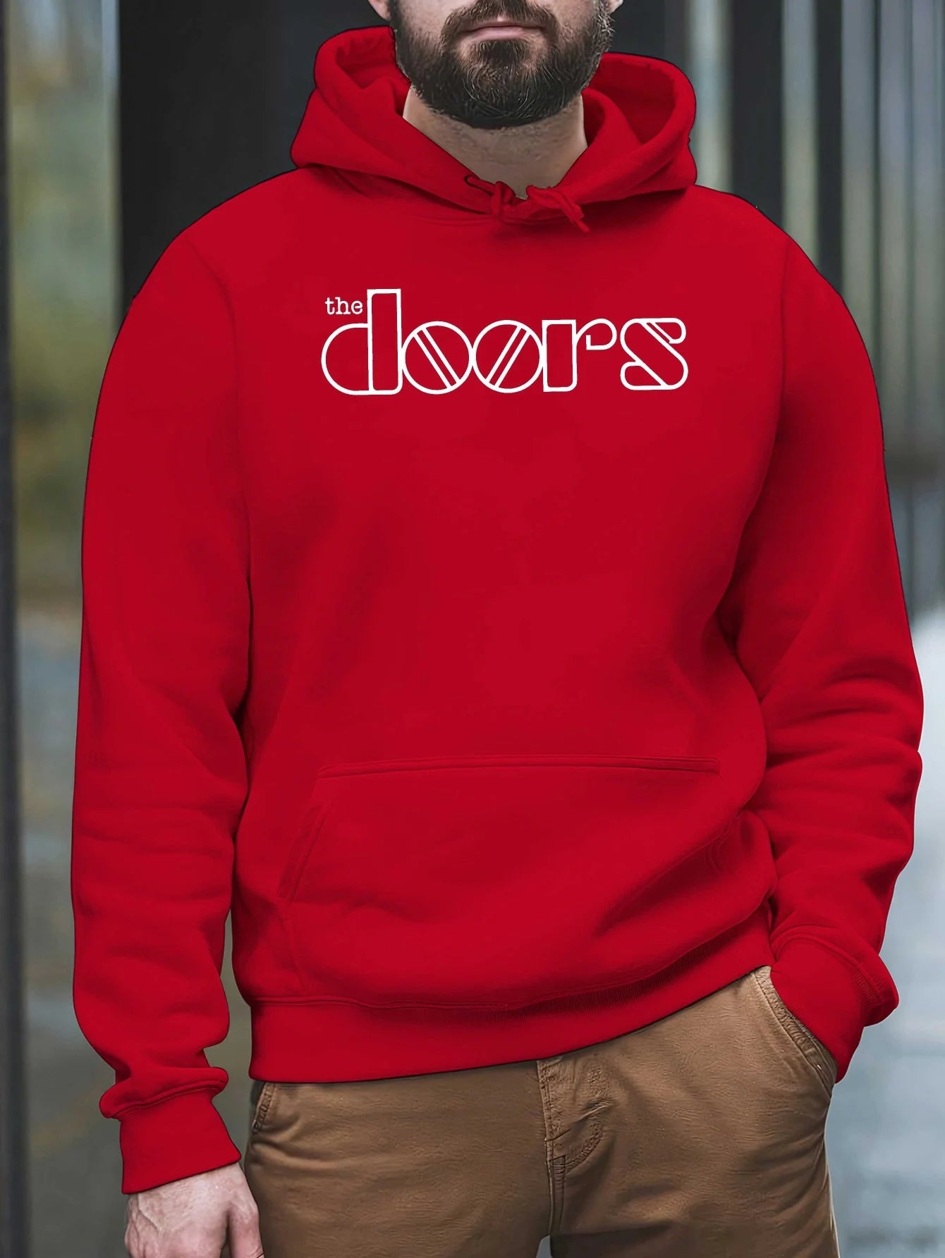 Men'S The Doors Graphic Hoodie - Casual Streetwear, Perfect for Fall & Winter, Ideal Gift for Music Fans, Street Style Hoodie