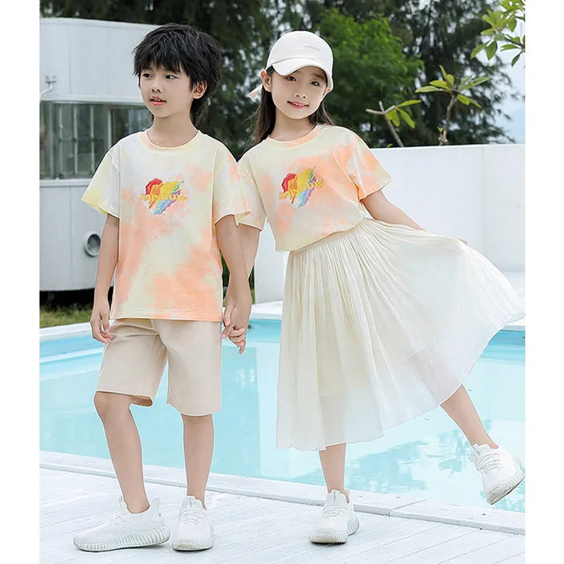 Summer Clothes for Whole Family Matching Clothing Dad and Son Tops Shorts Two Piece Sets Mom and Daughter T Shirt Skirts Outfits
