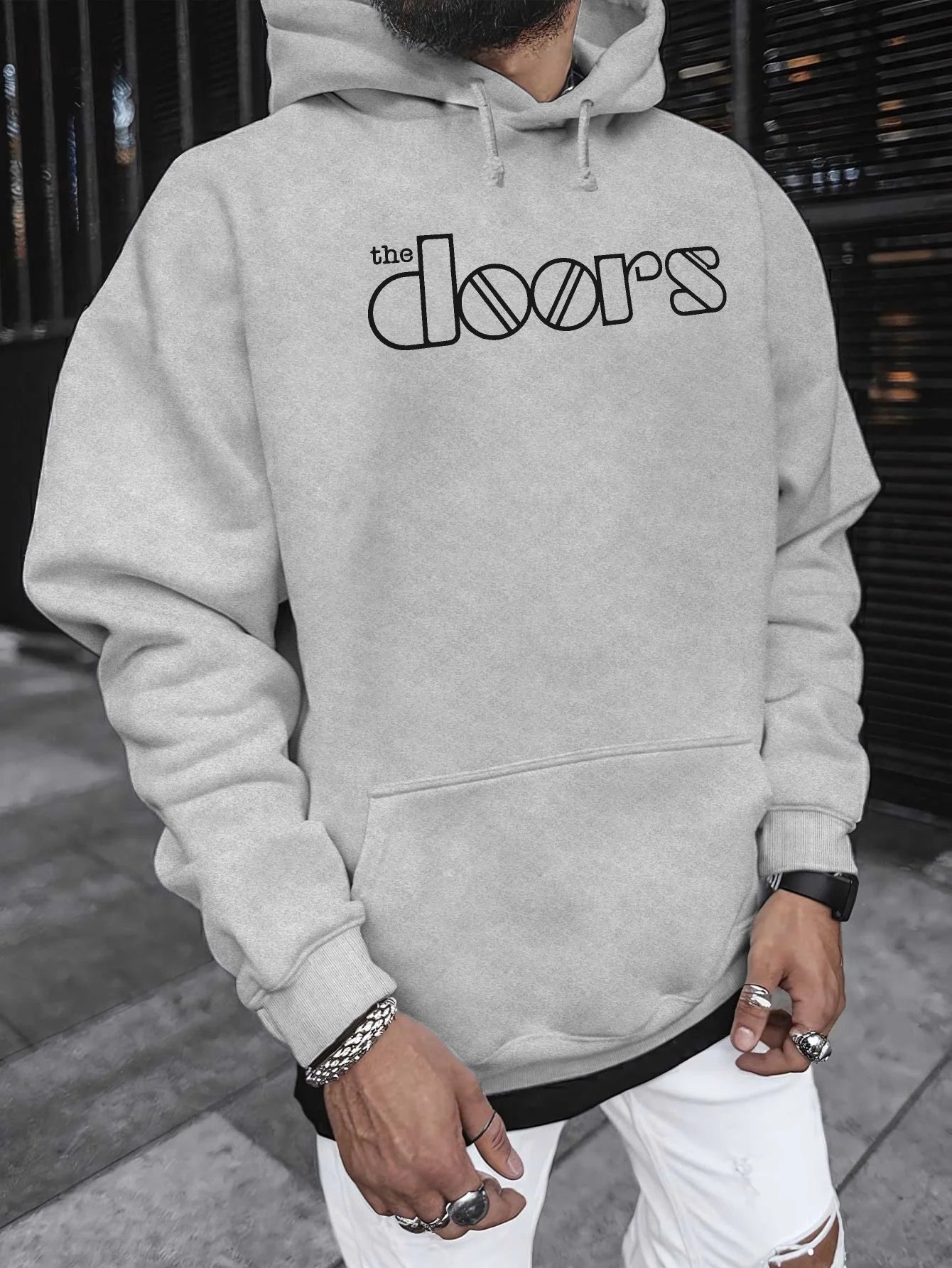 Men'S The Doors Graphic Hoodie - Casual Streetwear, Perfect for Fall & Winter, Ideal Gift for Music Fans, Street Style Hoodie