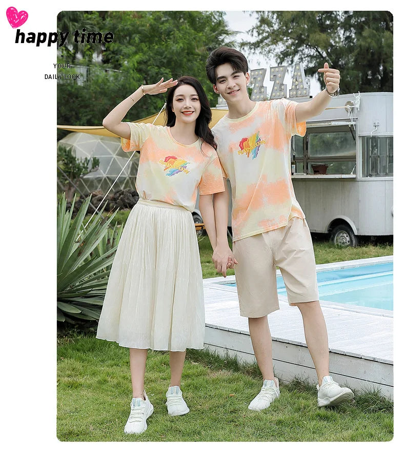 Summer Clothes for Whole Family Matching Clothing Dad and Son Tops Shorts Two Piece Sets Mom and Daughter T Shirt Skirts Outfits