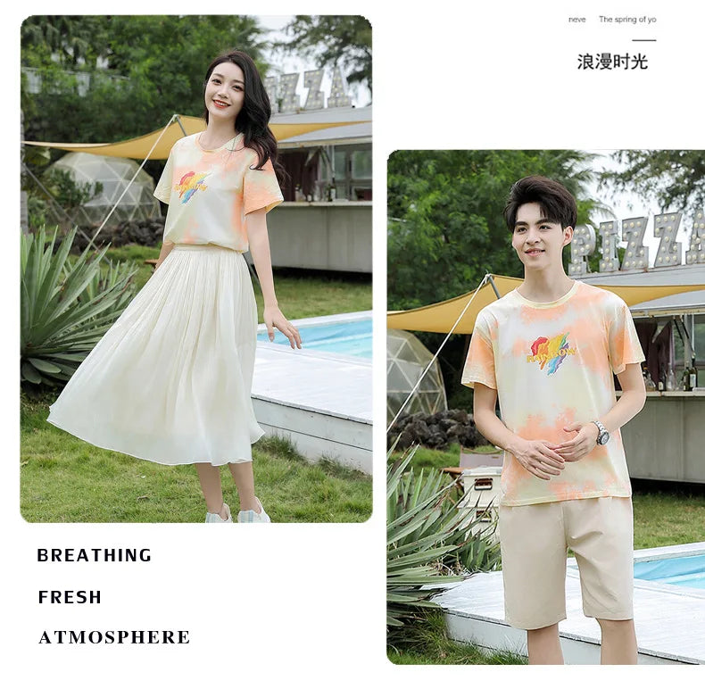 Summer Clothes for Whole Family Matching Clothing Dad and Son Tops Shorts Two Piece Sets Mom and Daughter T Shirt Skirts Outfits