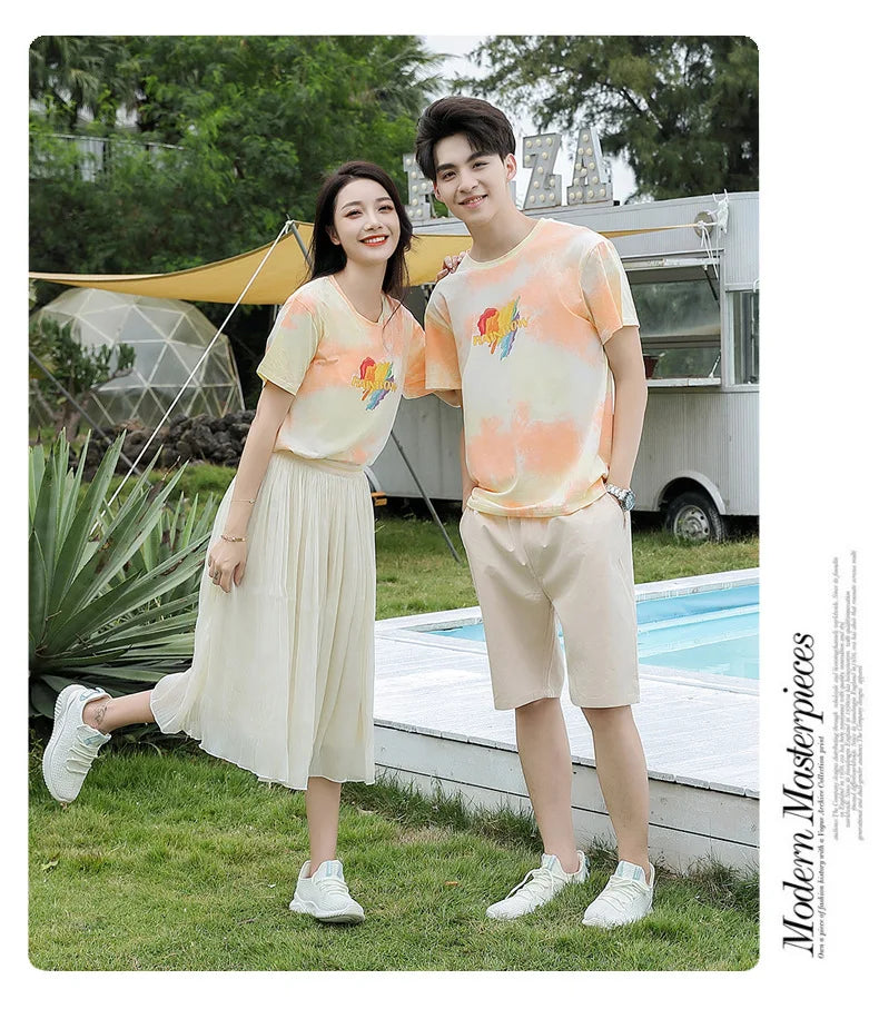 Summer Clothes for Whole Family Matching Clothing Dad and Son Tops Shorts Two Piece Sets Mom and Daughter T Shirt Skirts Outfits