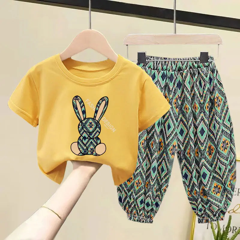 Summer Children Clothing Sets Boy Girl Mother Kids Clothes Suit Cotton Top T-shirt Short Sleeves Trousers 2pcs Baby Girl Clothes