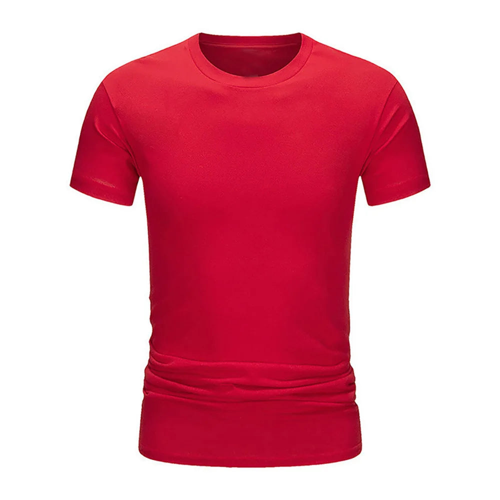 Summer Men's Cotton T-shirt Fashion Slim Black Short Sleeved Comfortable Casual Round Neck T-shirts Top Men's Clothing
