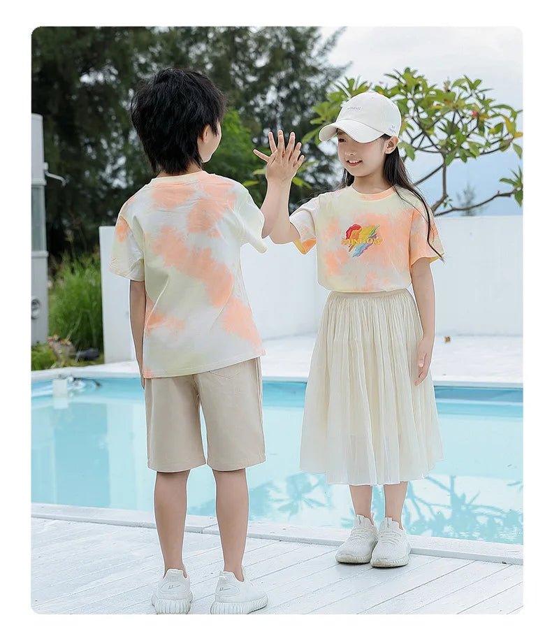 Summer Clothes for Whole Family Matching Clothing Dad and Son Tops Shorts Two Piece Sets Mom and Daughter T Shirt Skirts Outfits