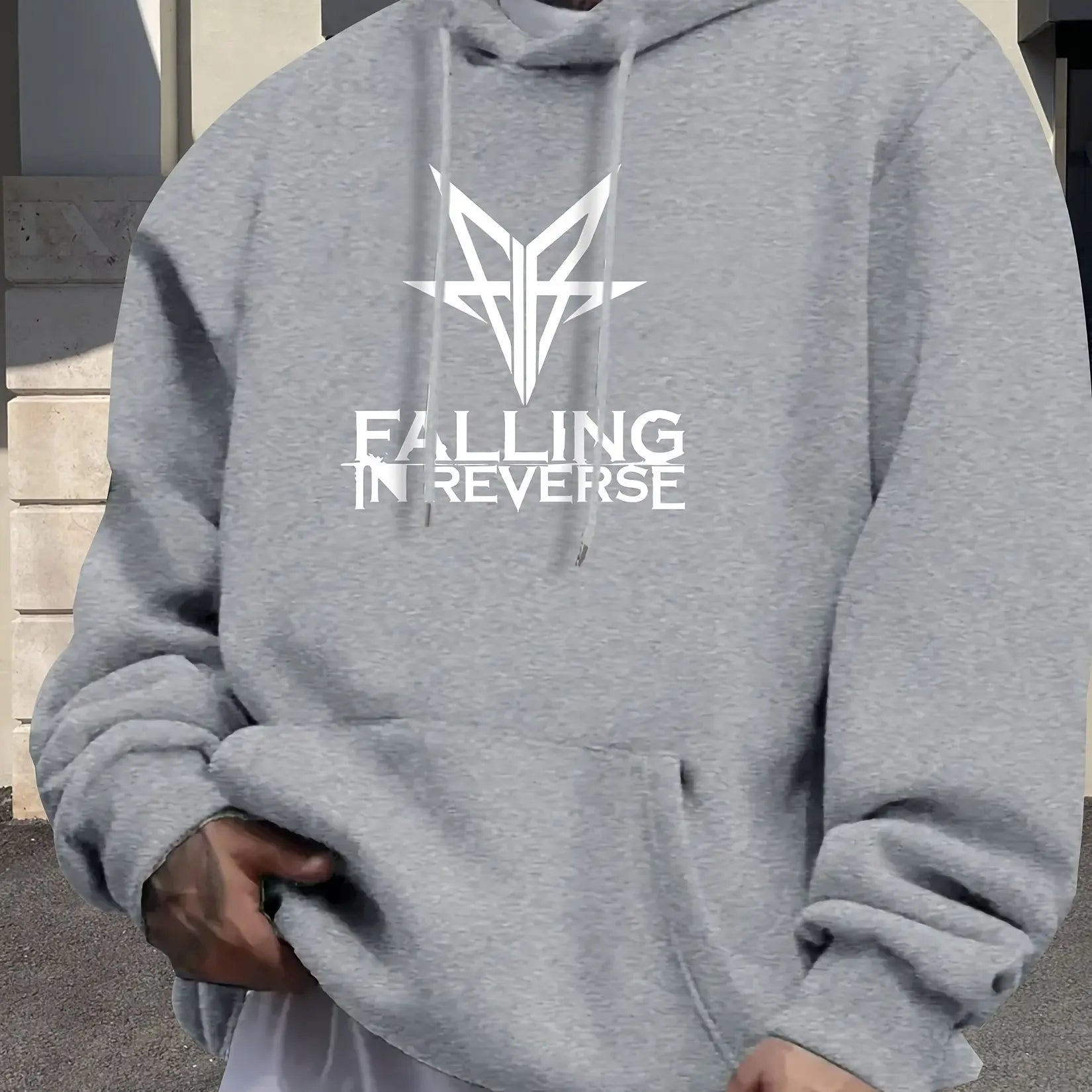 Men'S "Falling in Reverse" Hoodie - Casual Pullover with Kangaroo Pocket, Long-Sleeve Sweatshirt for Adults Casual Wear Hoodie