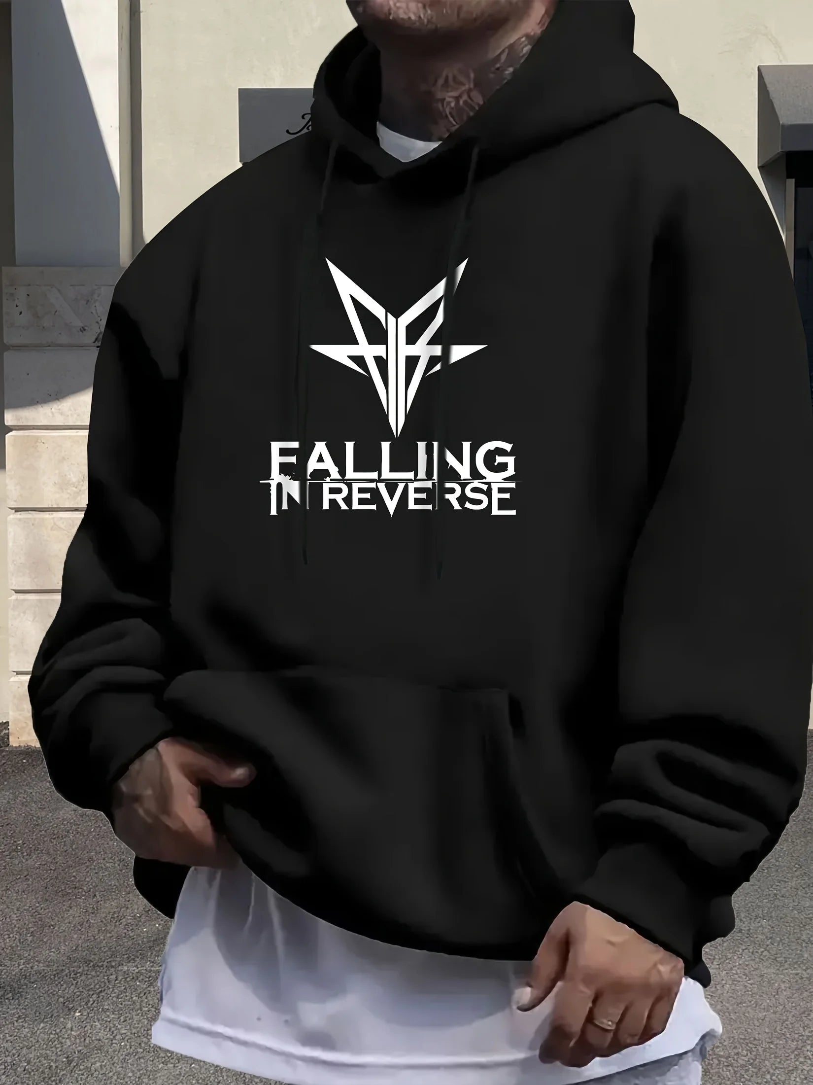 Men'S "Falling in Reverse" Hoodie - Casual Pullover with Kangaroo Pocket, Long-Sleeve Sweatshirt for Adults Casual Wear Hoodie